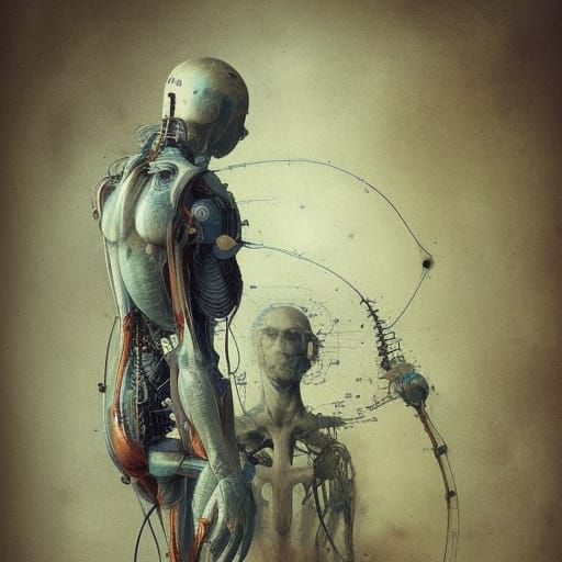 Human Body Schematics in Leonardo da Vinci Style