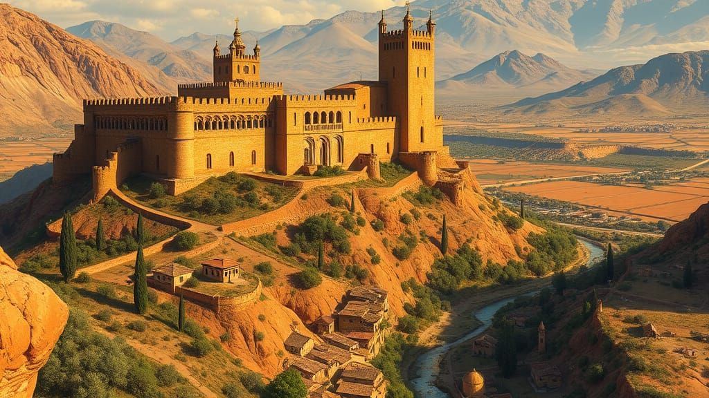 Fantasy Middle Eastern Castle Amidst Golden Light