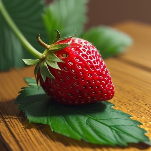 Vibrant Oil Painting of a Strawberry in Macro