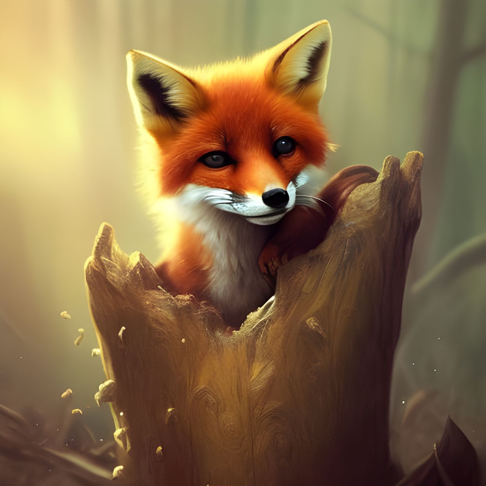 Detailed Baby Fox Portrait in Hyperreal Style