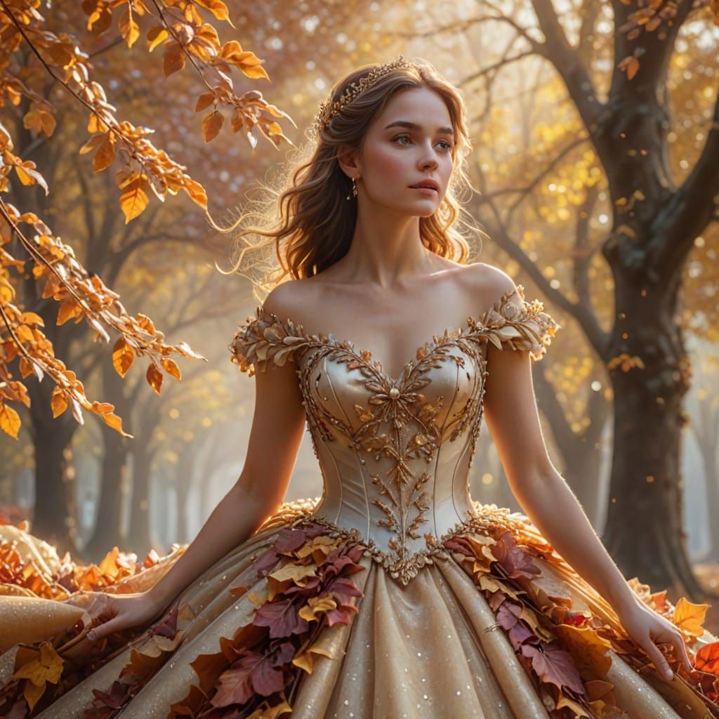 Autumn Leaf Ballgown in Ethereal Fantasy Style