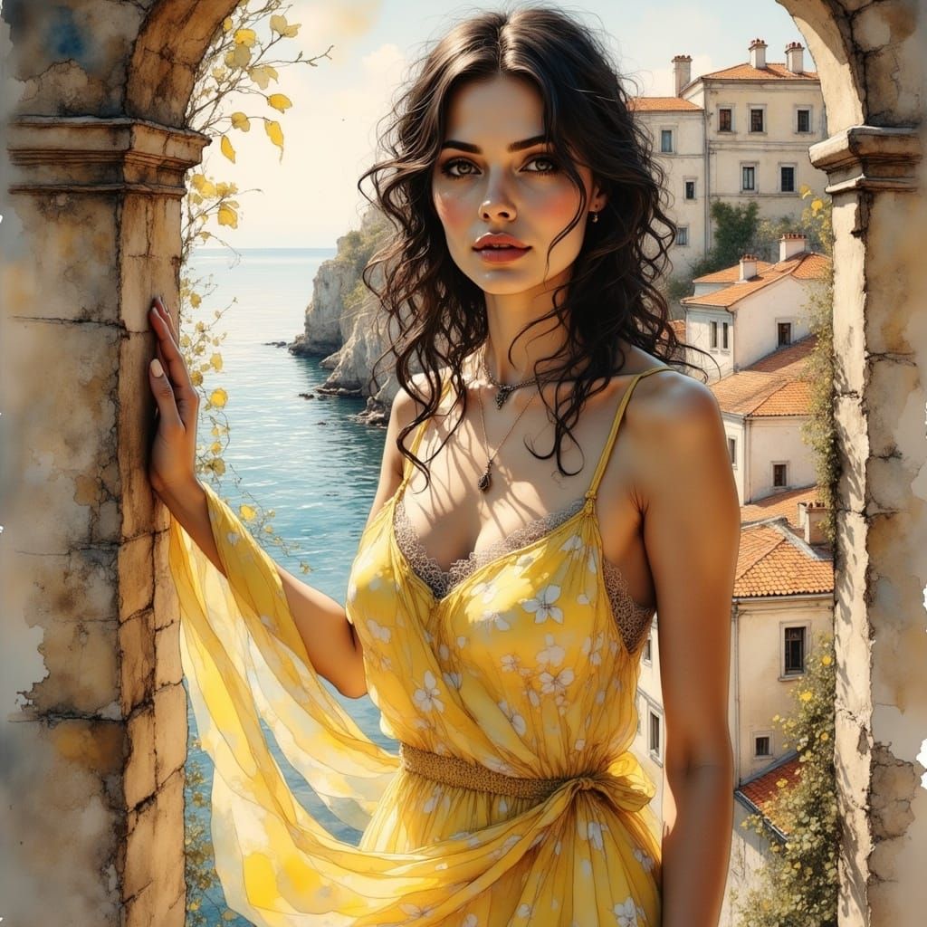 Ethereal Lady in Pastel Paradise