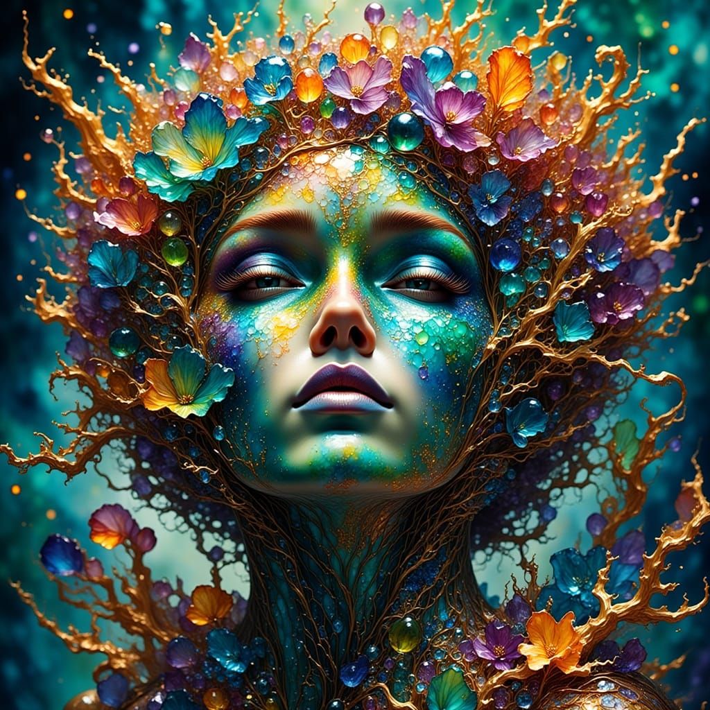 Coral and Sea Glass Underwater Portrait, Fantasy Art