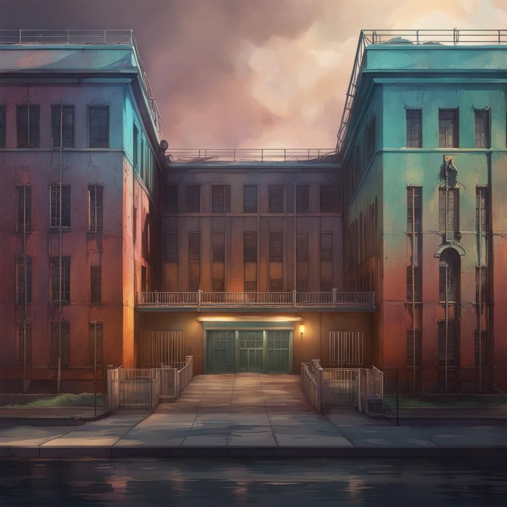Hyperrealistic Asylum Center Building Concept Art