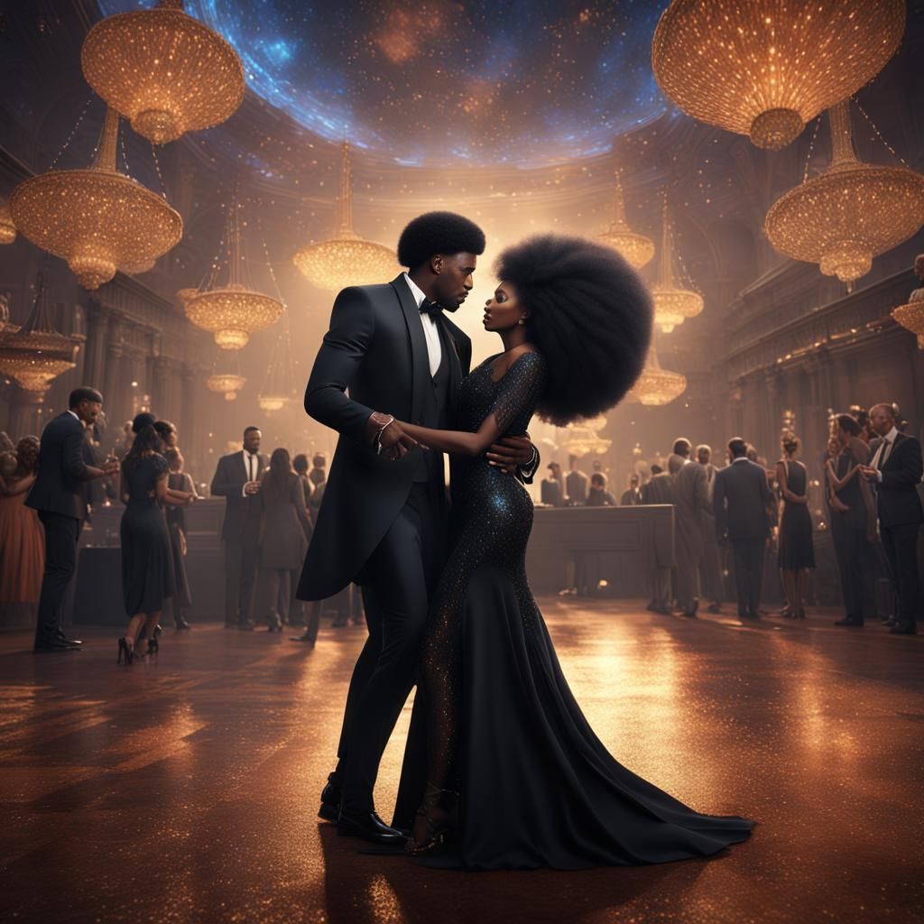 Elegant Couple Dancing: Detailed Fantasy Concept Art