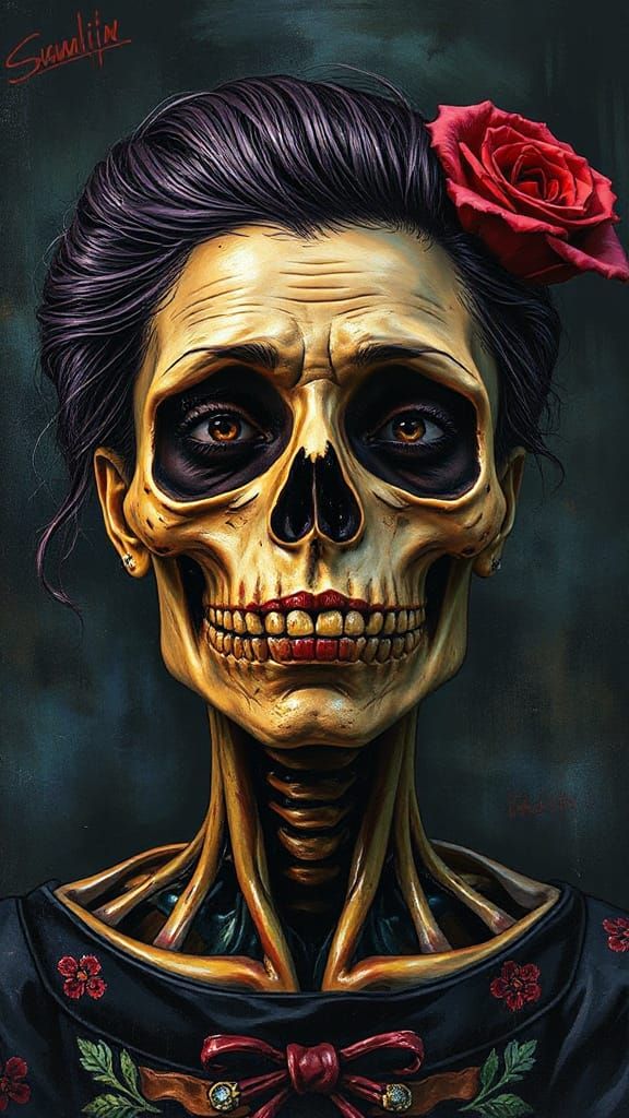 Portrait with Scratchboard Background in Afremov Style