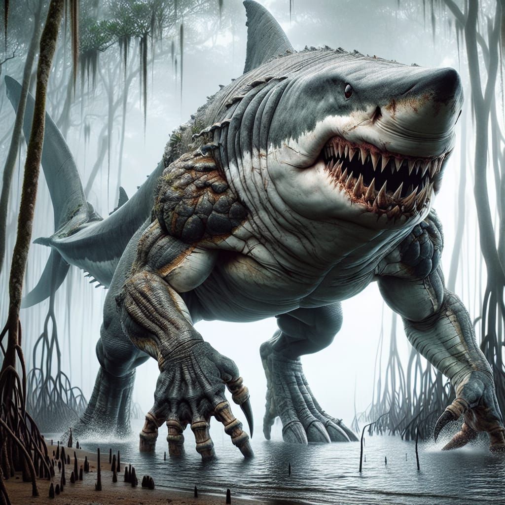 Terrifying Crocoshark: Apex Predator of Land and Sea