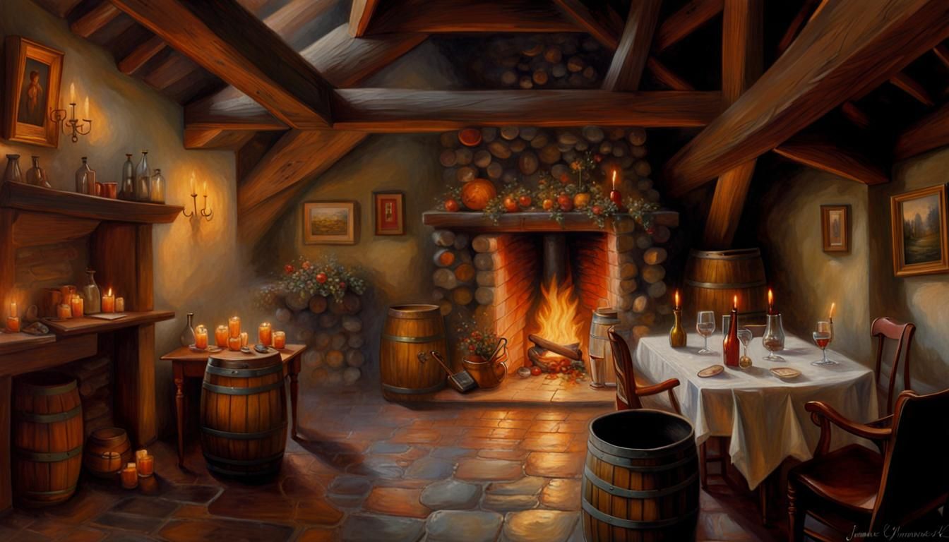 Cozy Inn Interior in Ethereal Fantasy Style