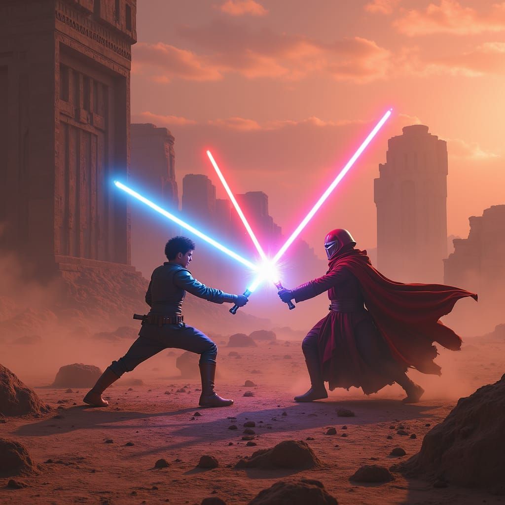Epic Jedi vs Sith Duel on War-Torn Planet
