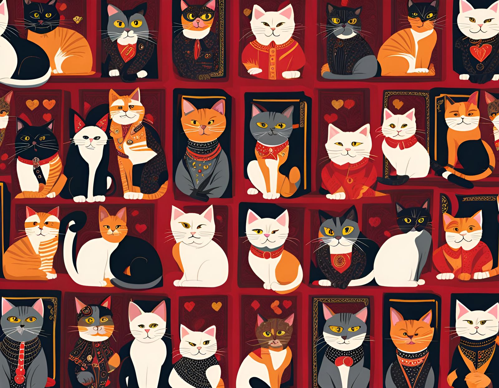 Cats Playing Cards in a Humorous Scene