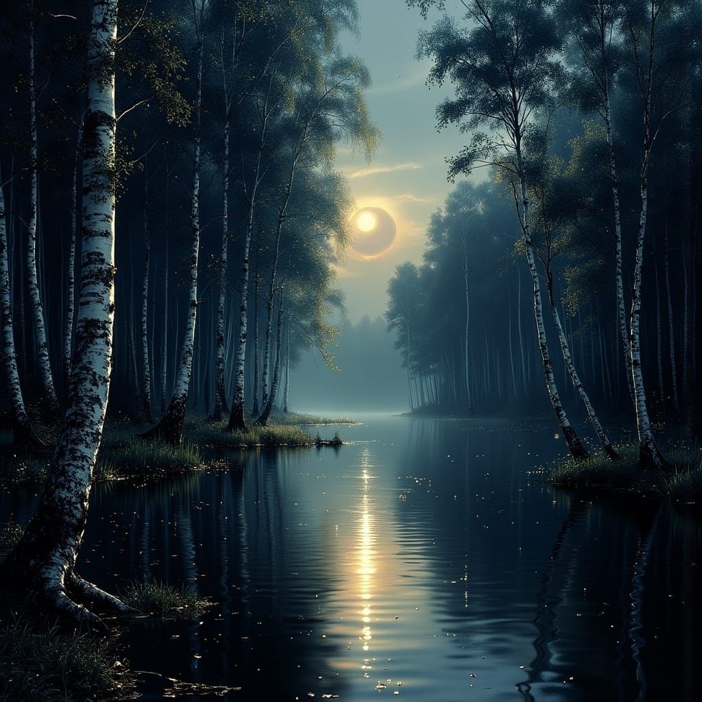 Ethereal Lunar Eclipse over Woodland Creek