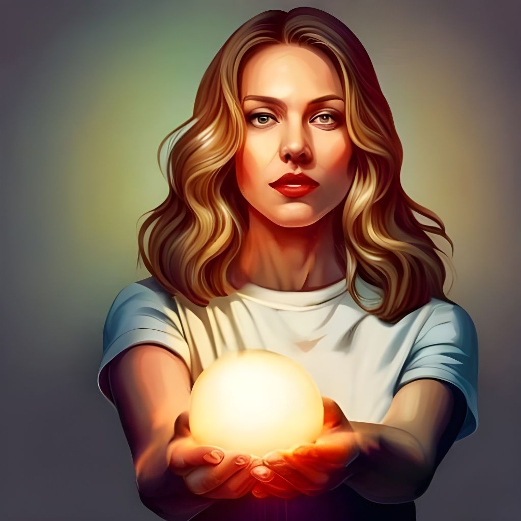 Woman Holding Glowing Light Bulb