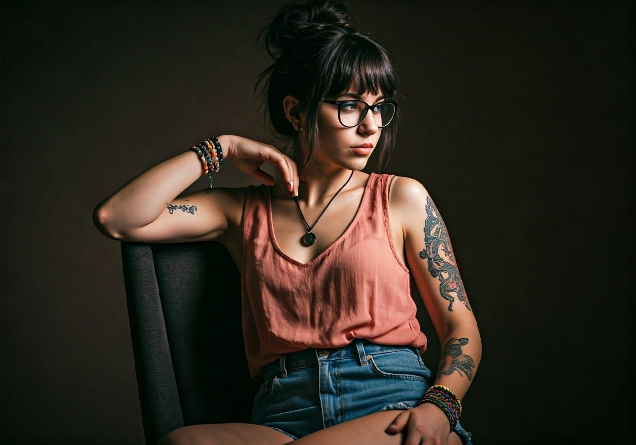 Ethereal Bohemian Woman in Introspective Repose