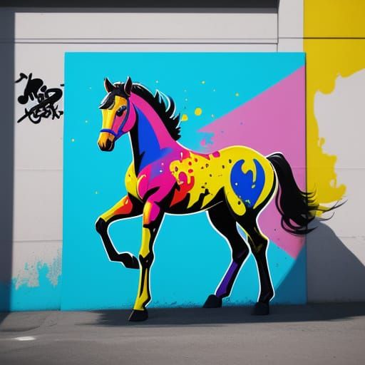 Bold Street Art of a Baby Horse in Urban Splendor