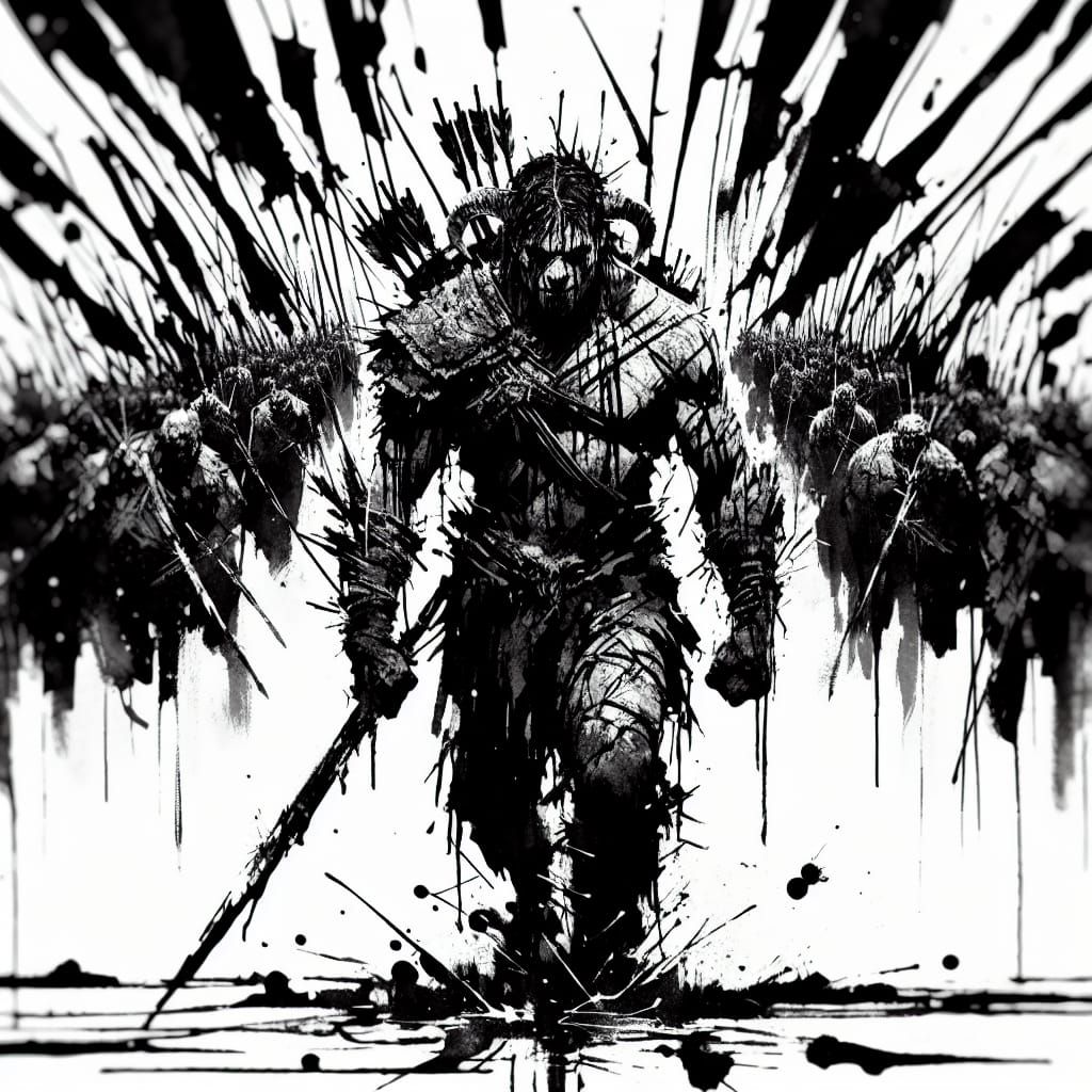 Dark Fantasy Warrior in Hypermaximalist Style