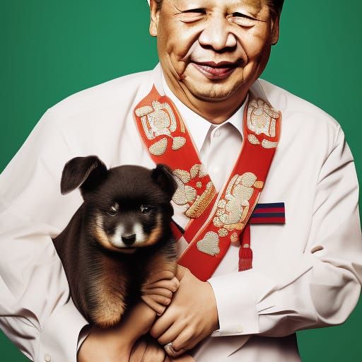 Xi Jinping Portrait with Dog, Professional Photography Style