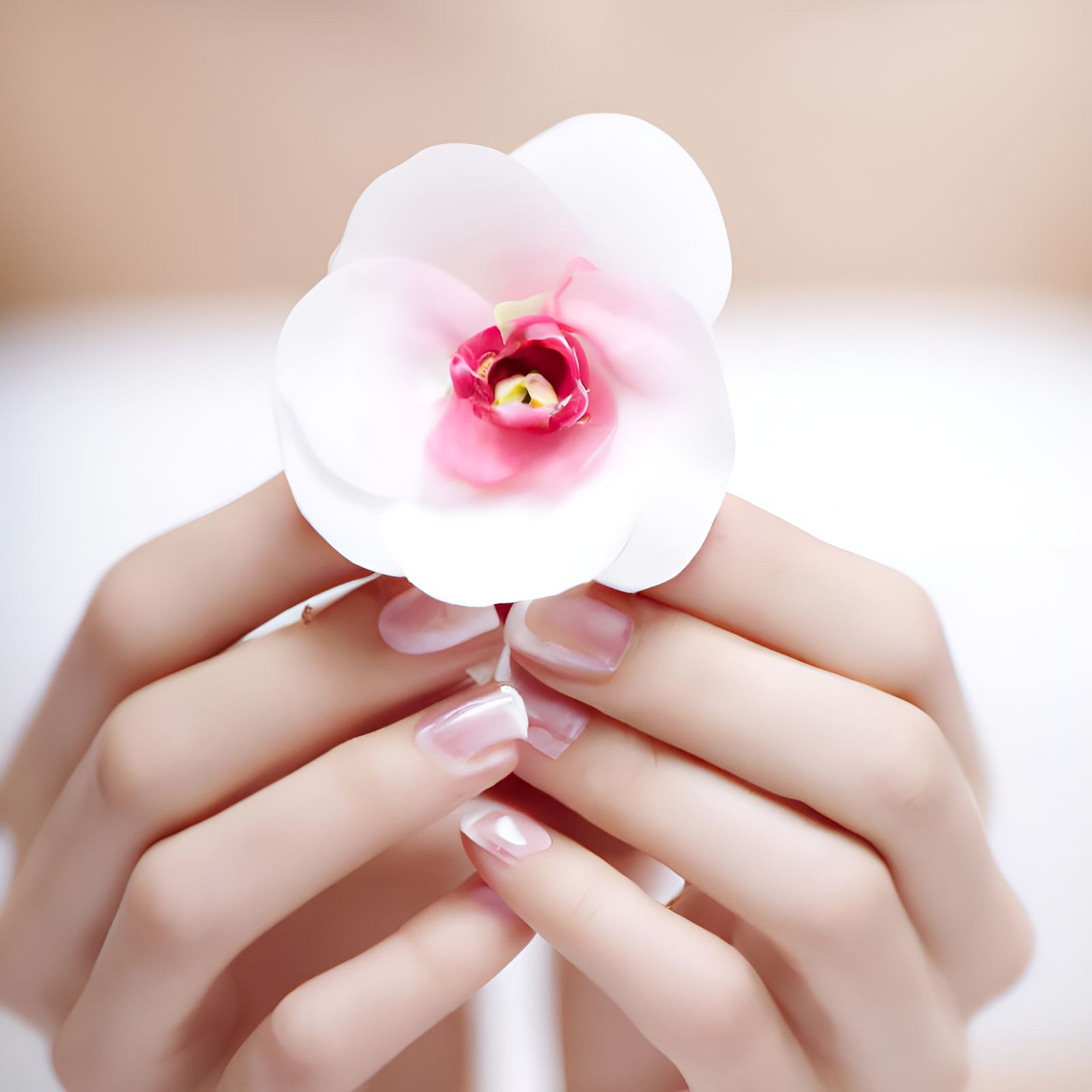 Radiant Woman Holds Delicate Flower