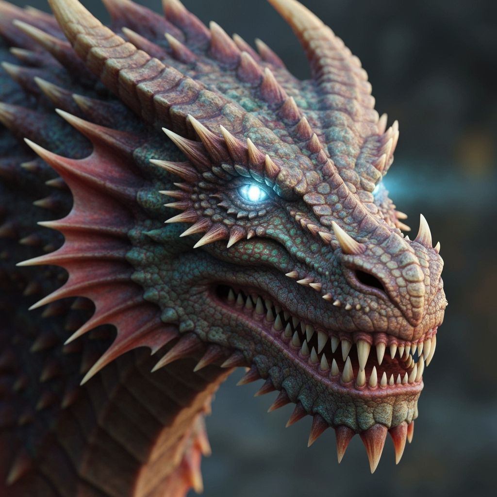 Armored Mother Dragon Protecting Her Young