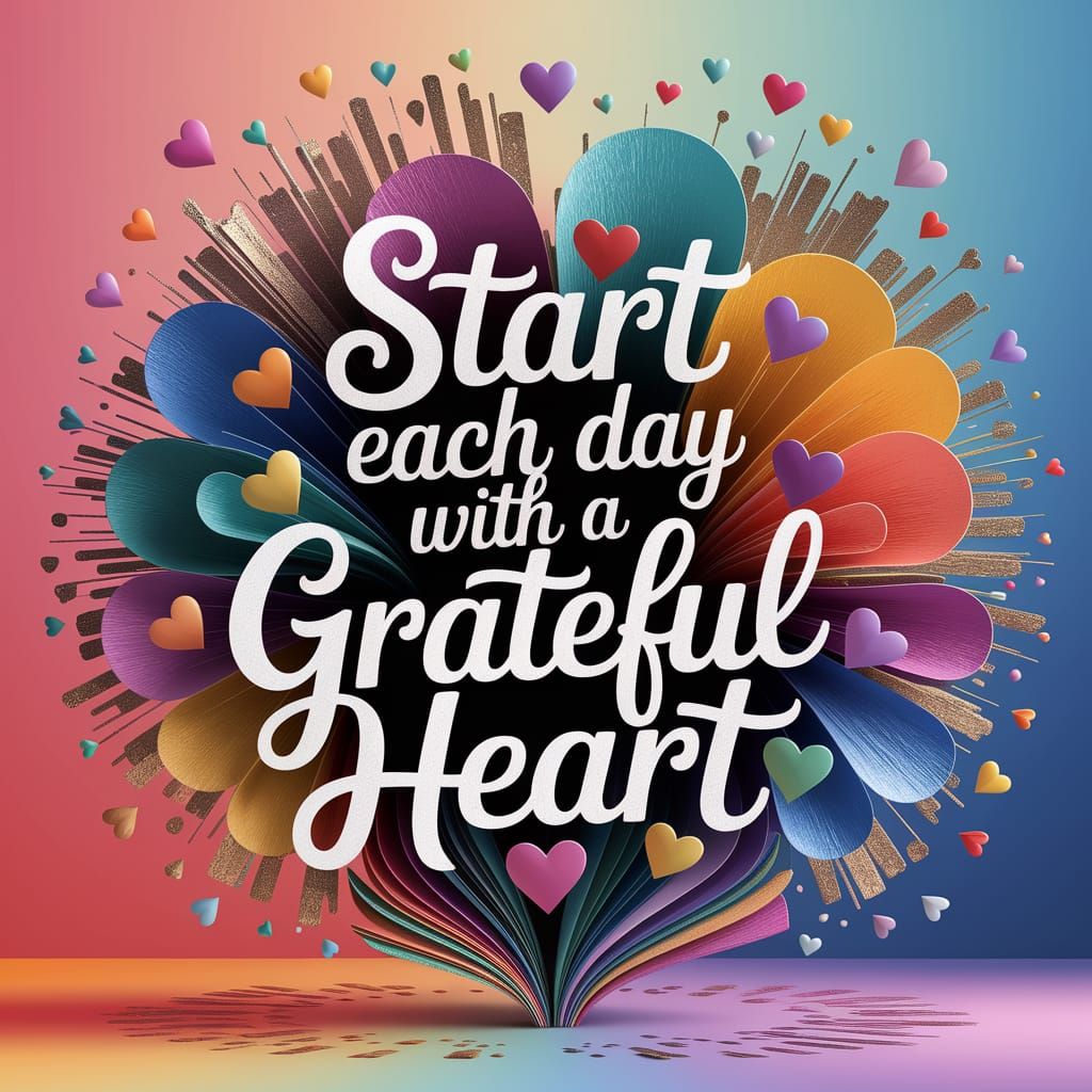 Grateful Heart Illustration With Abstract Flowers