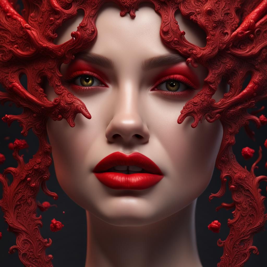 Detailed Matte Painting of Red Lipstick