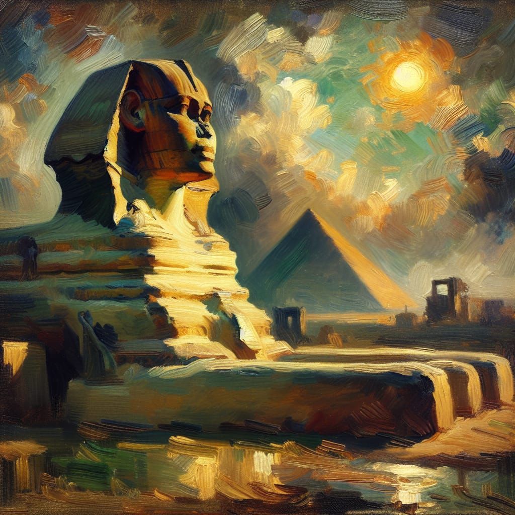 Impressionistic Sphinx in Radiant Sunlight