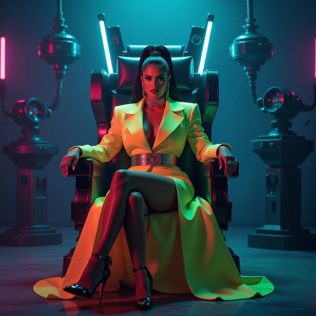 Karol G in Latin Surrealist Dystopian Throne Room