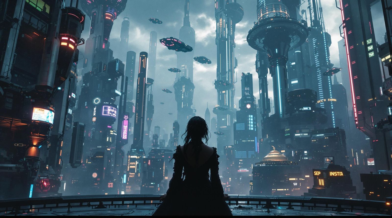 Regency Vampire in Cyberpunk Metropolis