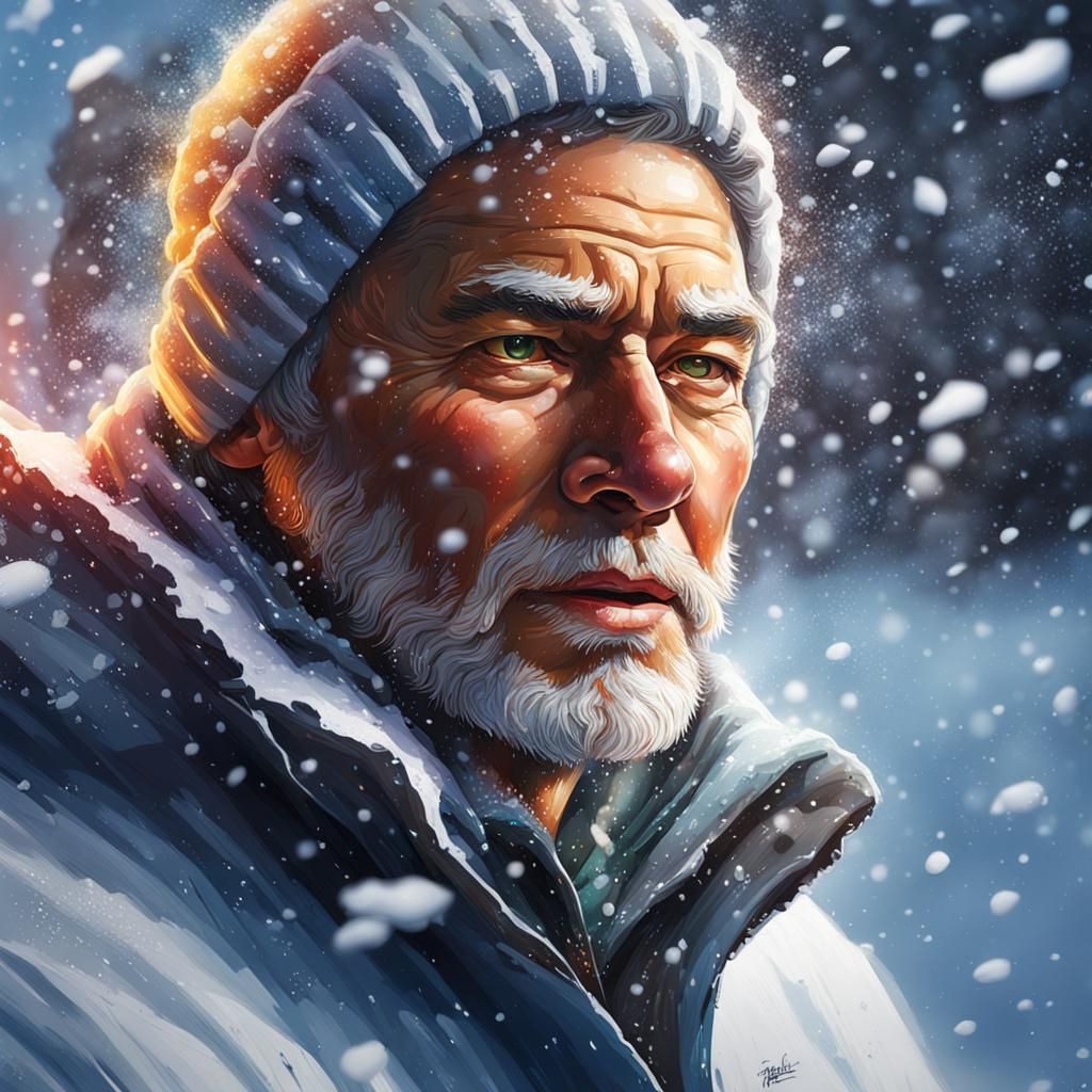 Hyperrealistic Snow in Colorful Splash Art Style