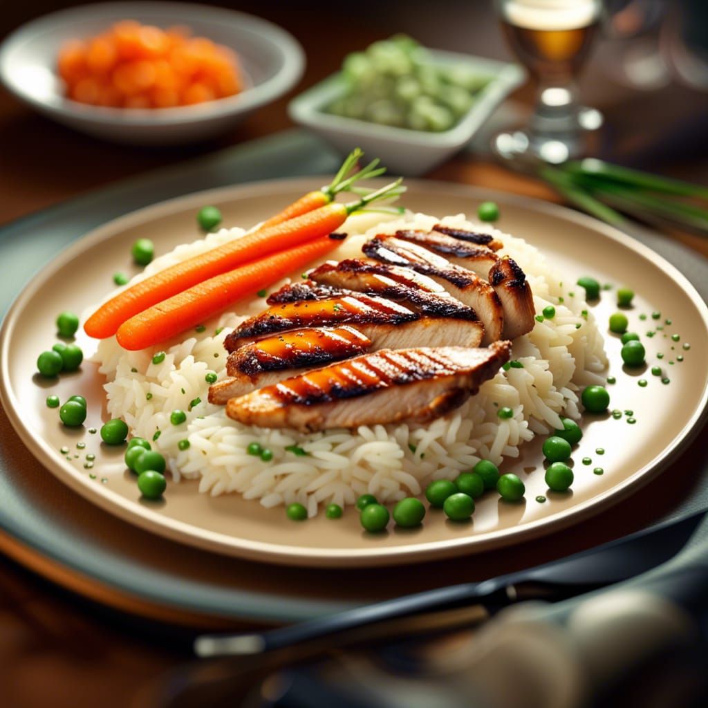 Restaurant Meal with Chicken and Vegetables