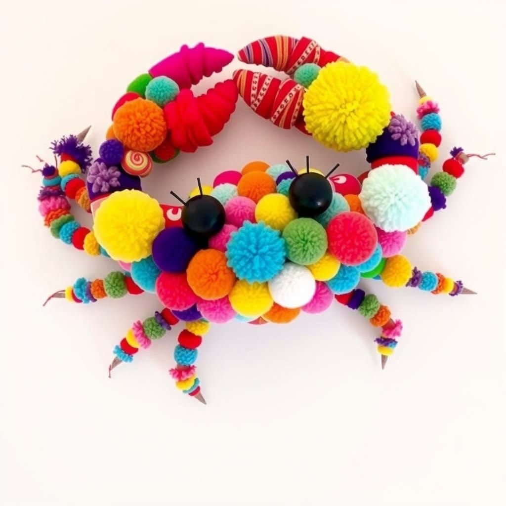 Colorful Pom Pom Crab in Pop Art Style