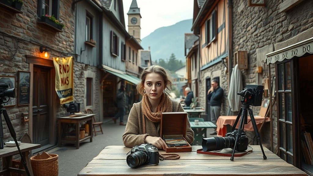 Rustic Village Scene in Cinematic Style