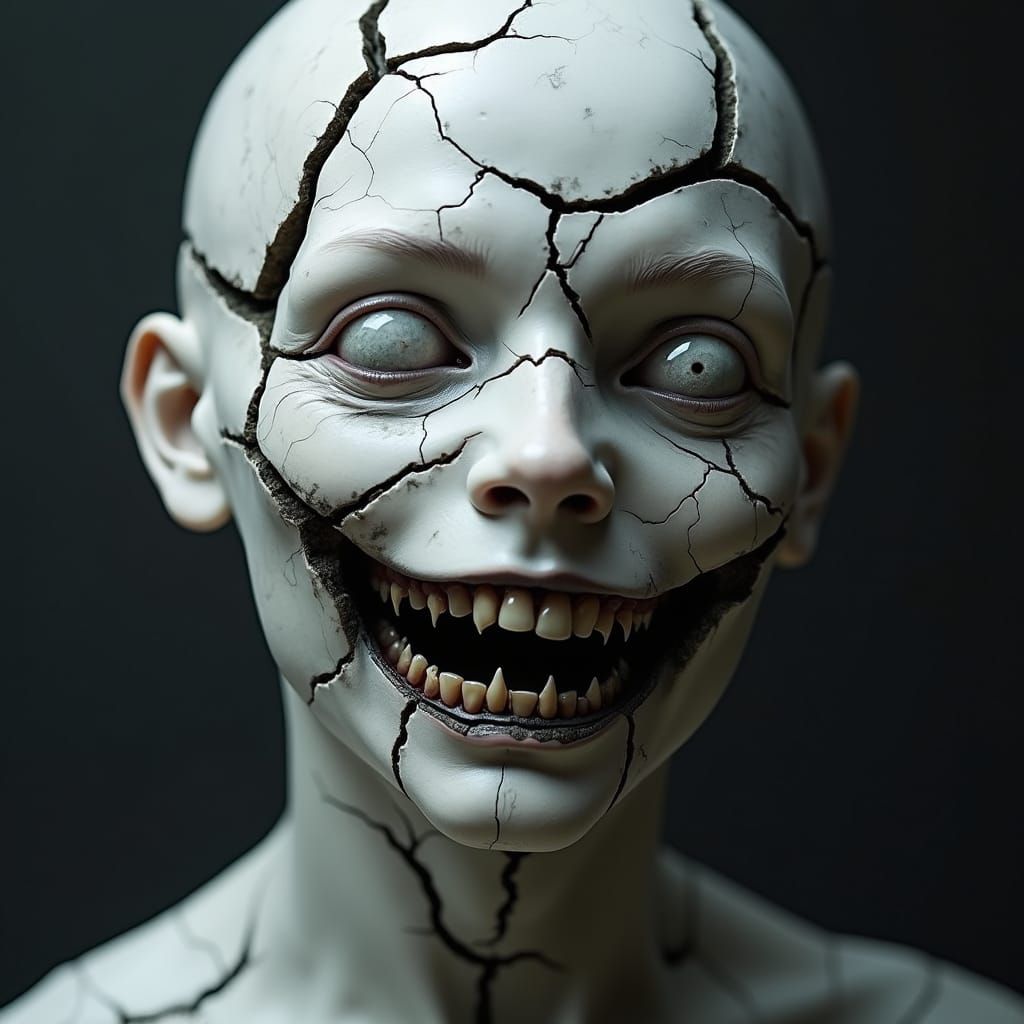 Fractured Humanoid Portrait in Gothic Style