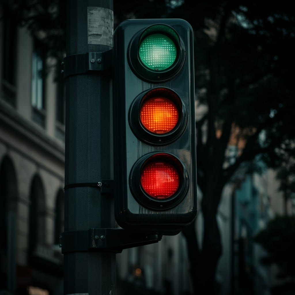 Futuristic Traffic Light on Avenida in Cinematic Style