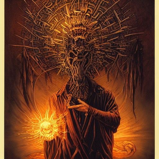 Hypnotic Fire Fingers: Dark Art Illustration