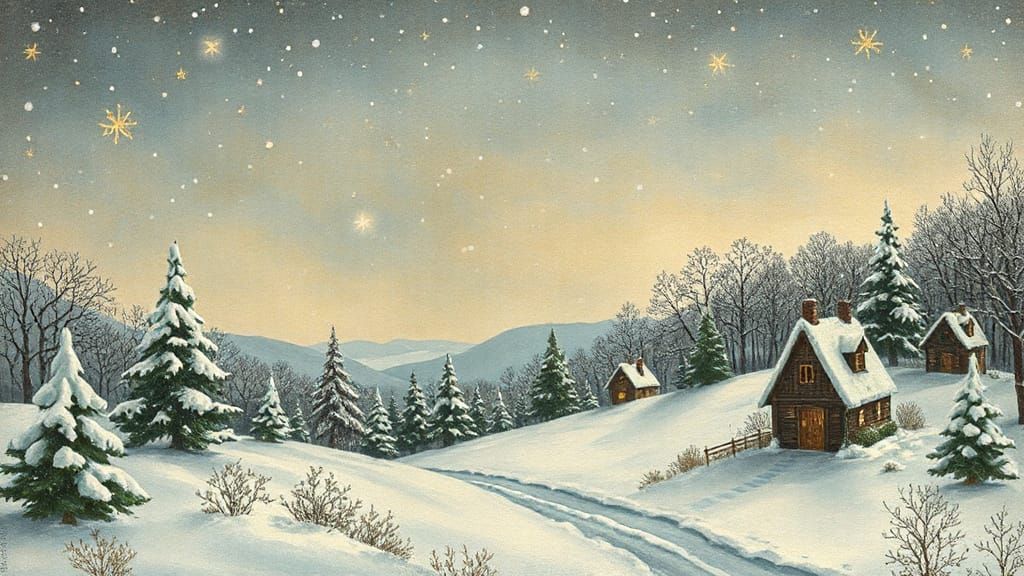 Whimsical Winter Landscape in Vintage Steampunk Style