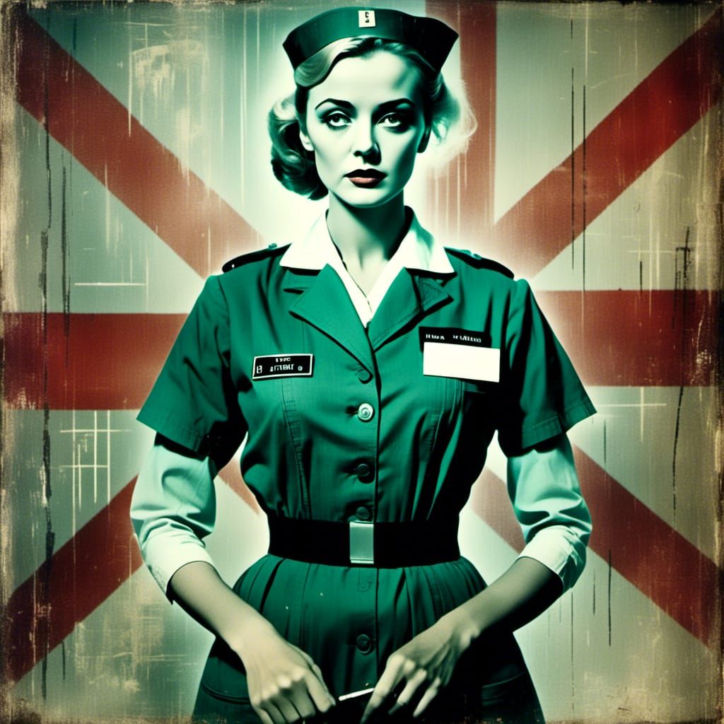 WW1 Nurse Portrait in Antique Style