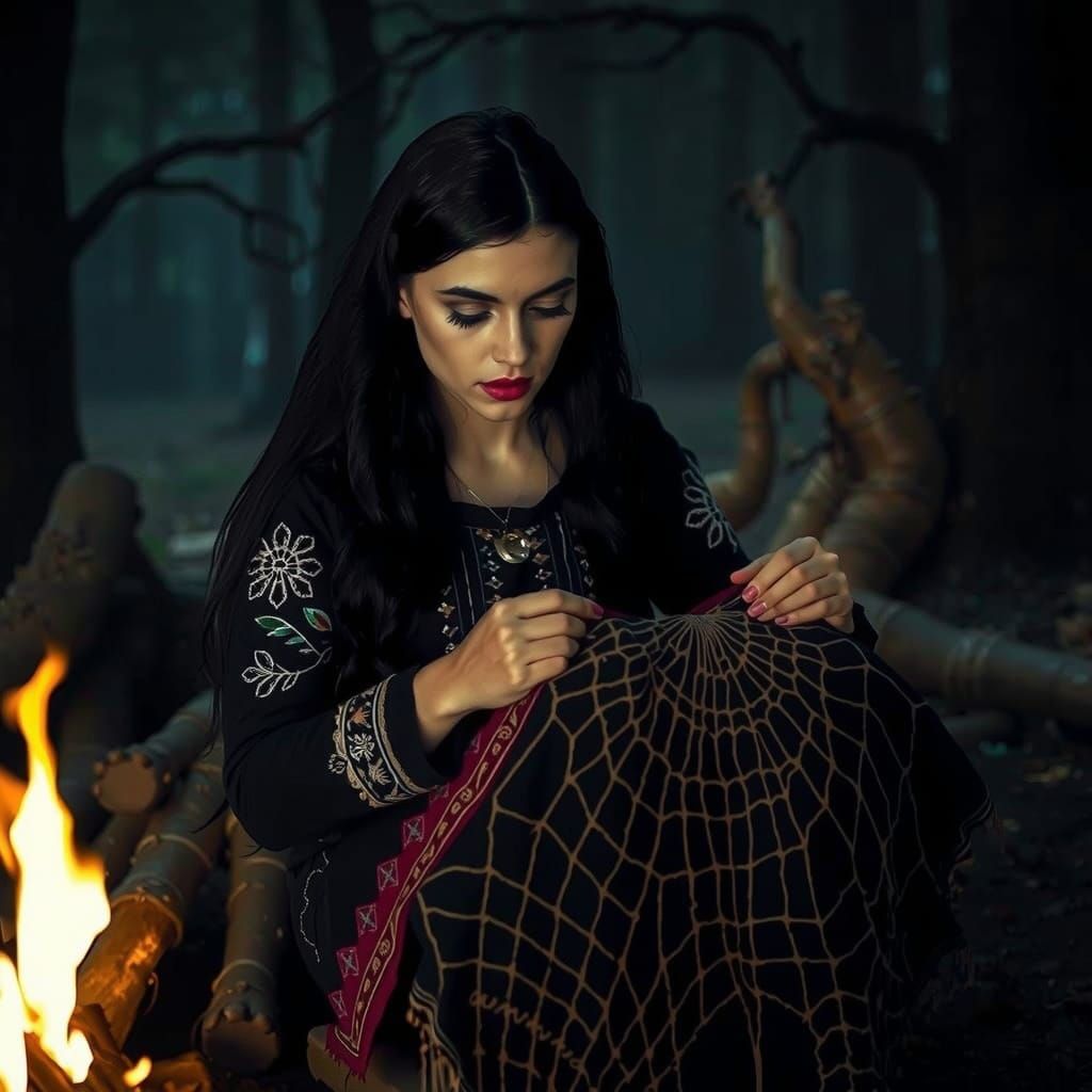 Sewing by the fire