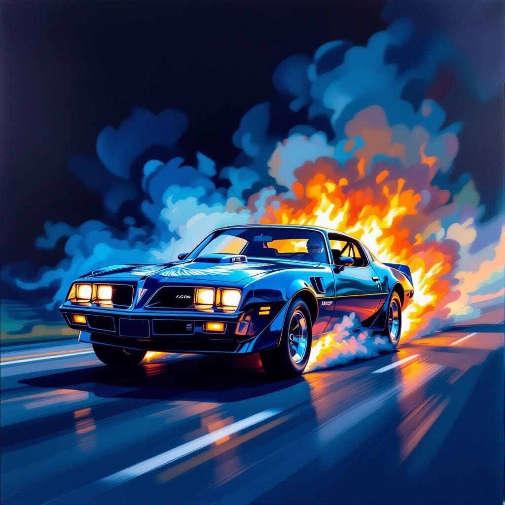 1979 Pontiac Trans-Am Burning Rubber in Abstract Expressioni...