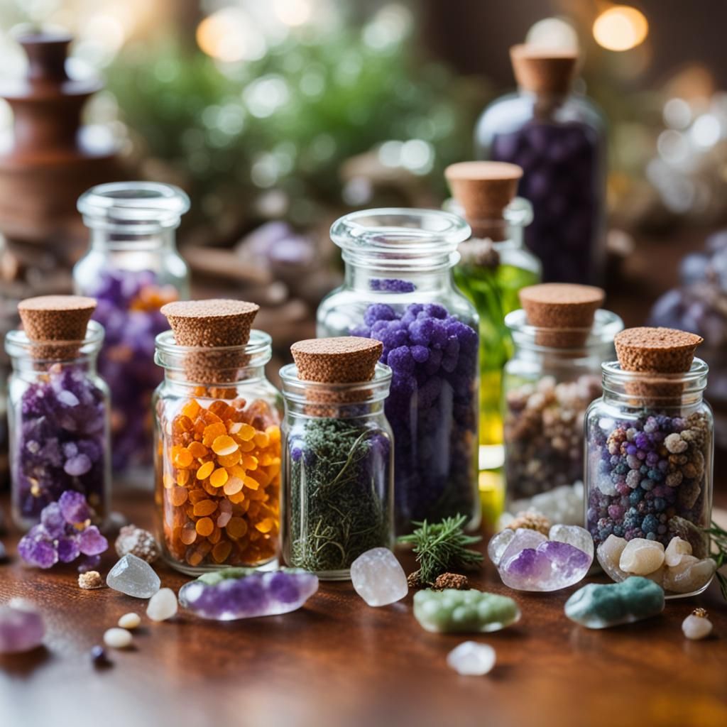 Healing Crystals and Apothecary Still Life