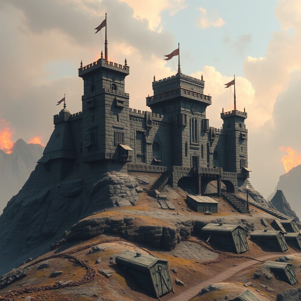 Majestic Fort Ashwatch: A Volcanic Stronghold Amidst the Ash...