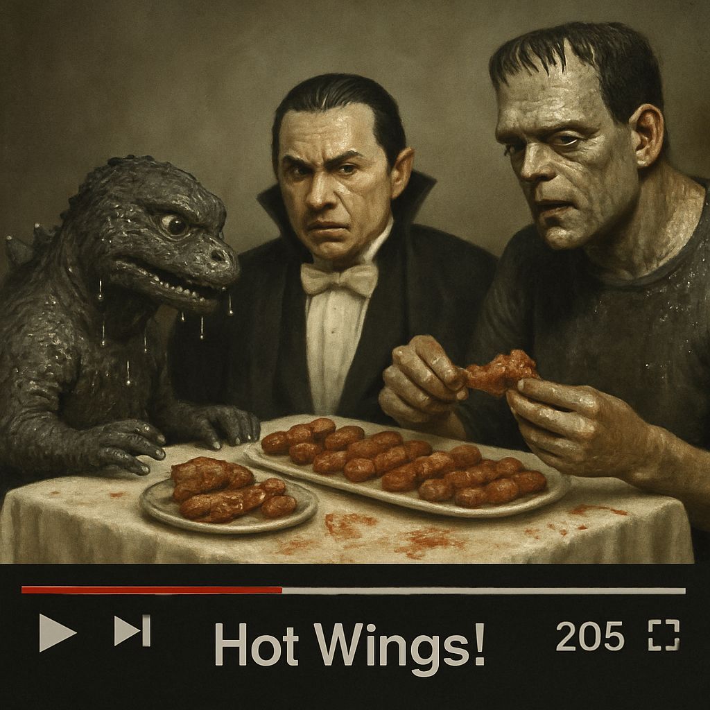 Godzilla (breathing heavily): "Uh...huh...Agh...ok...what...is your...favorite...HAAA...classic...whew...horror film?"