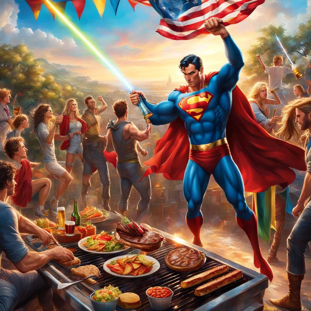 Superman Lights BBQ with Laser Eyes