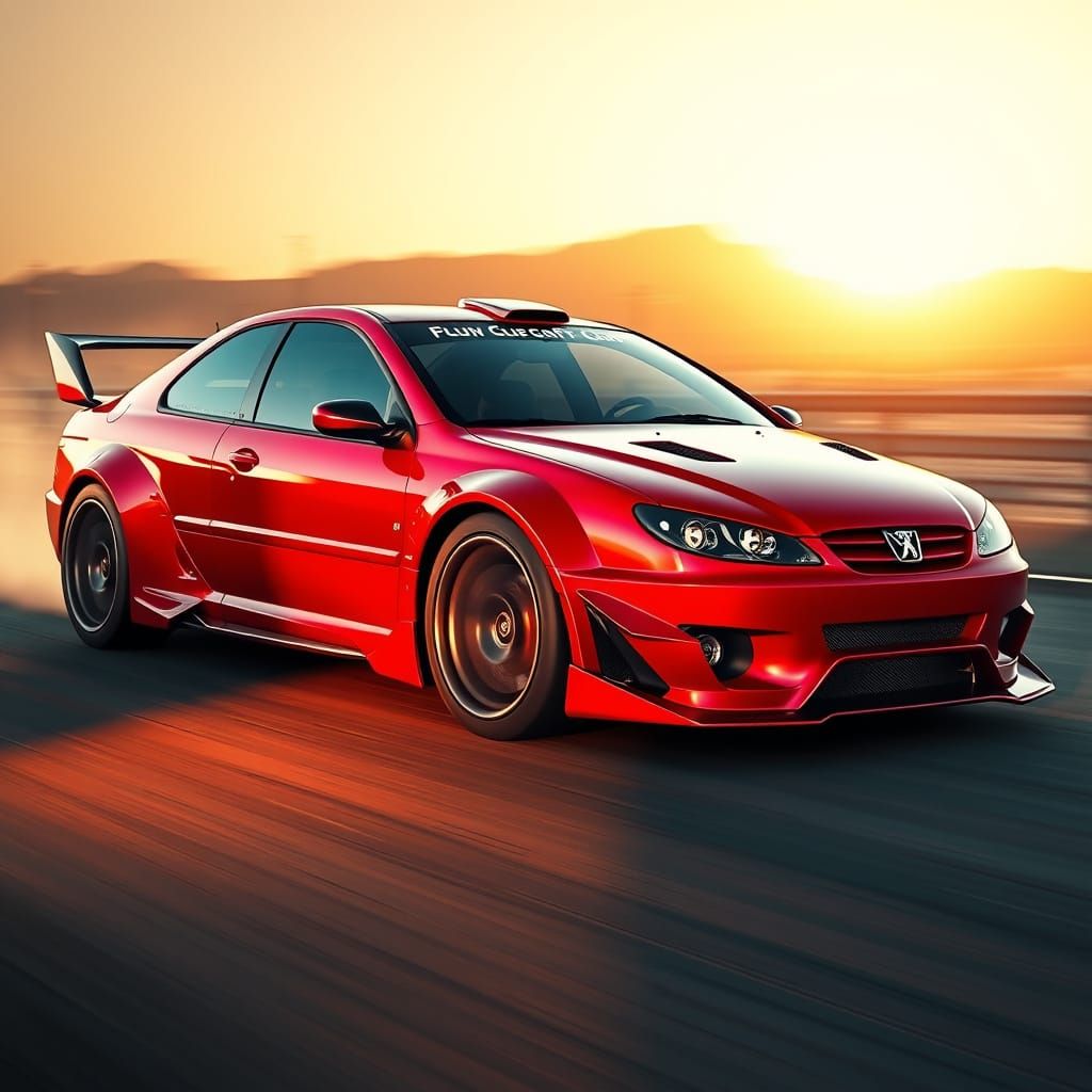 Sleek Futuristic Peugeot 406 Rallye Car in Vibrant Red
