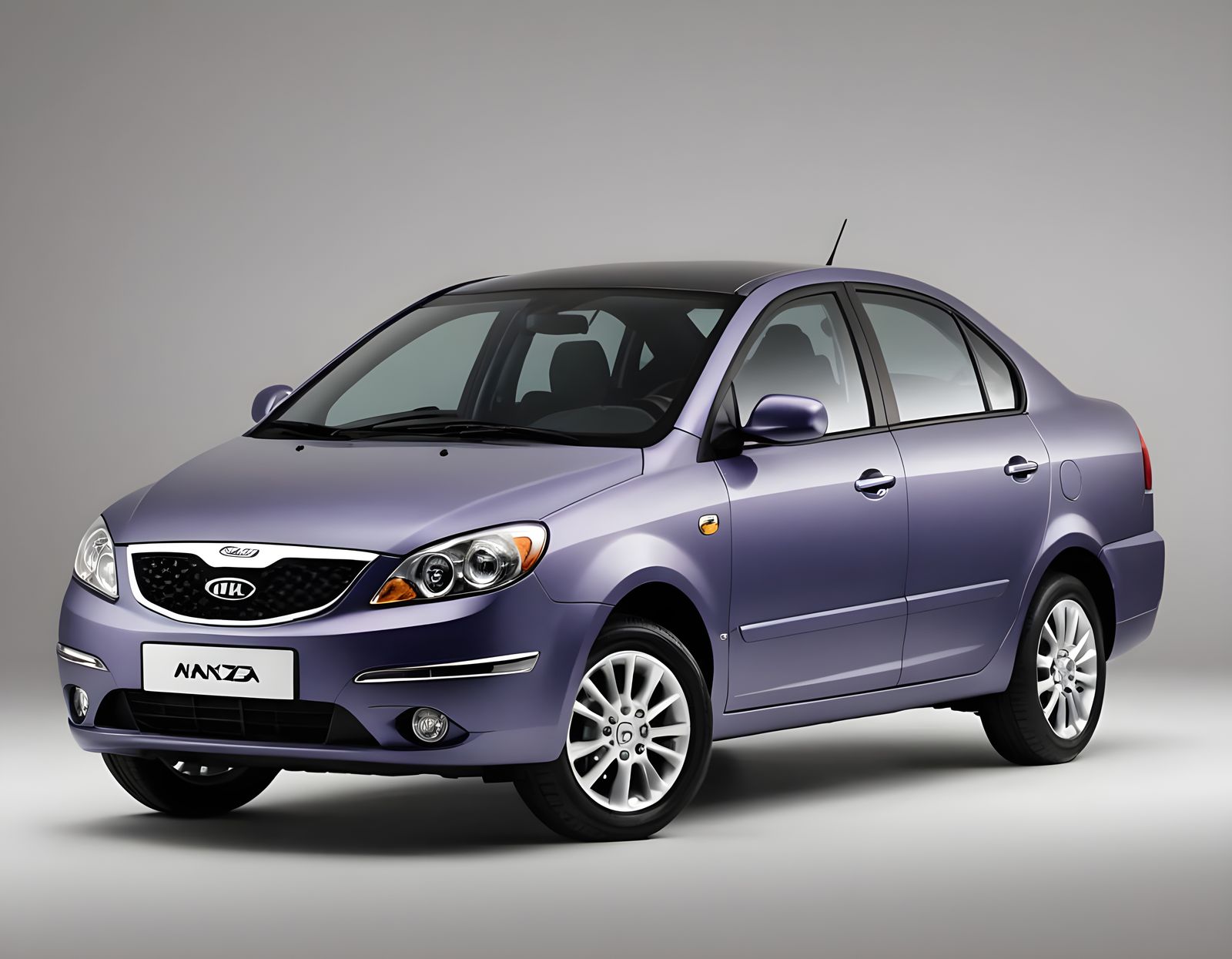 Indigo Purple Subcompact Sedan on White Background