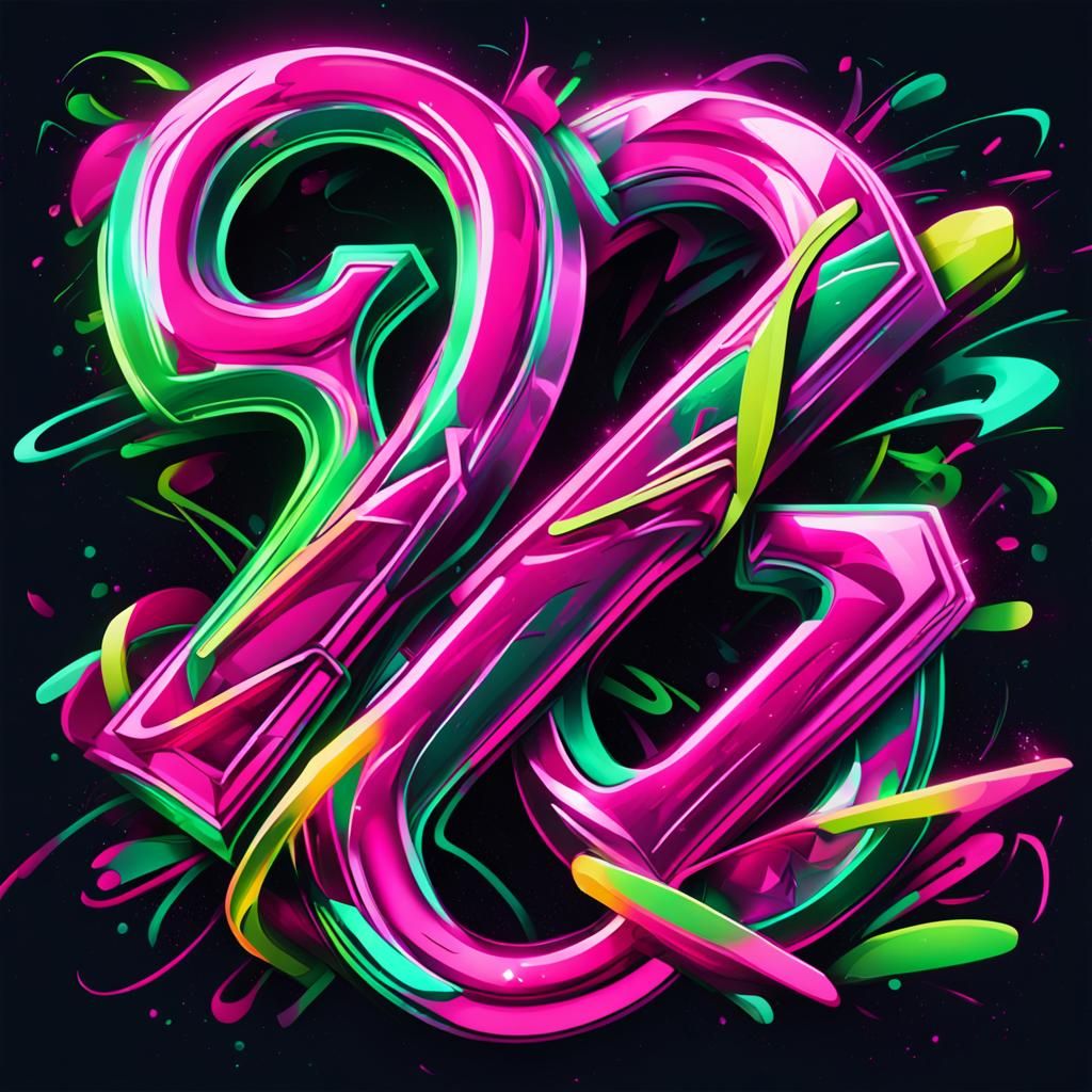 Bold Metallic Graffiti Letters S and X in Neon Colors