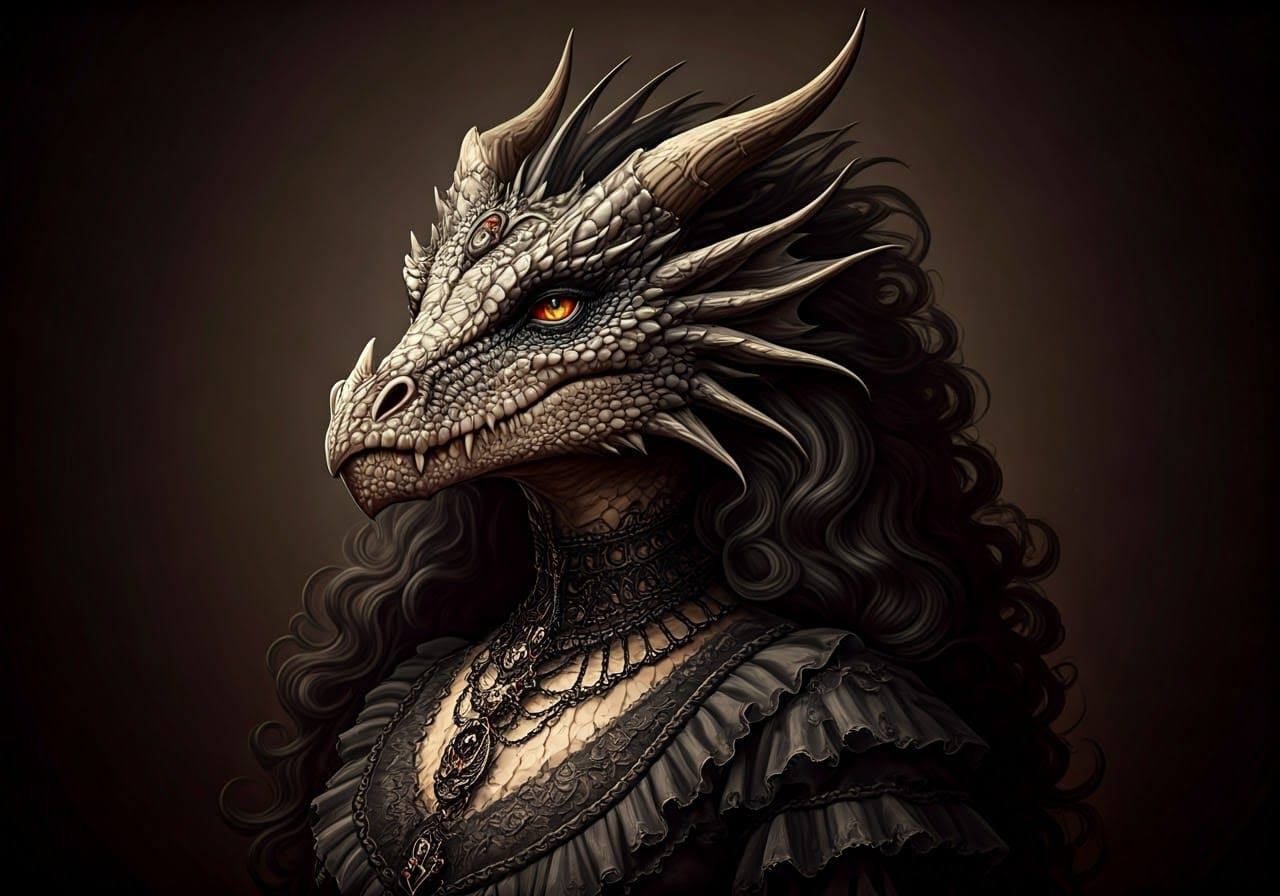 Gothic Dragon in Victorian Attire
