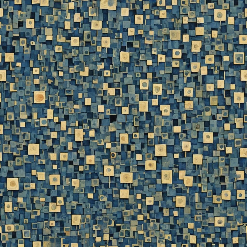 Blue Hyperdetailed Post-Impressionism Fluxus Art