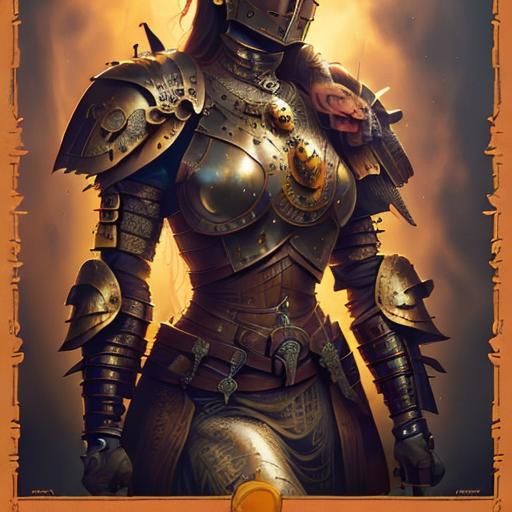 Indigenous Warrior with Alien Bow in Bronzepunk Style