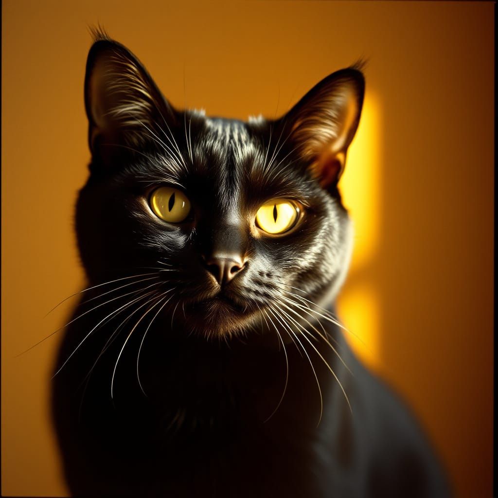 Regal Black Feline in Warm Golden Light