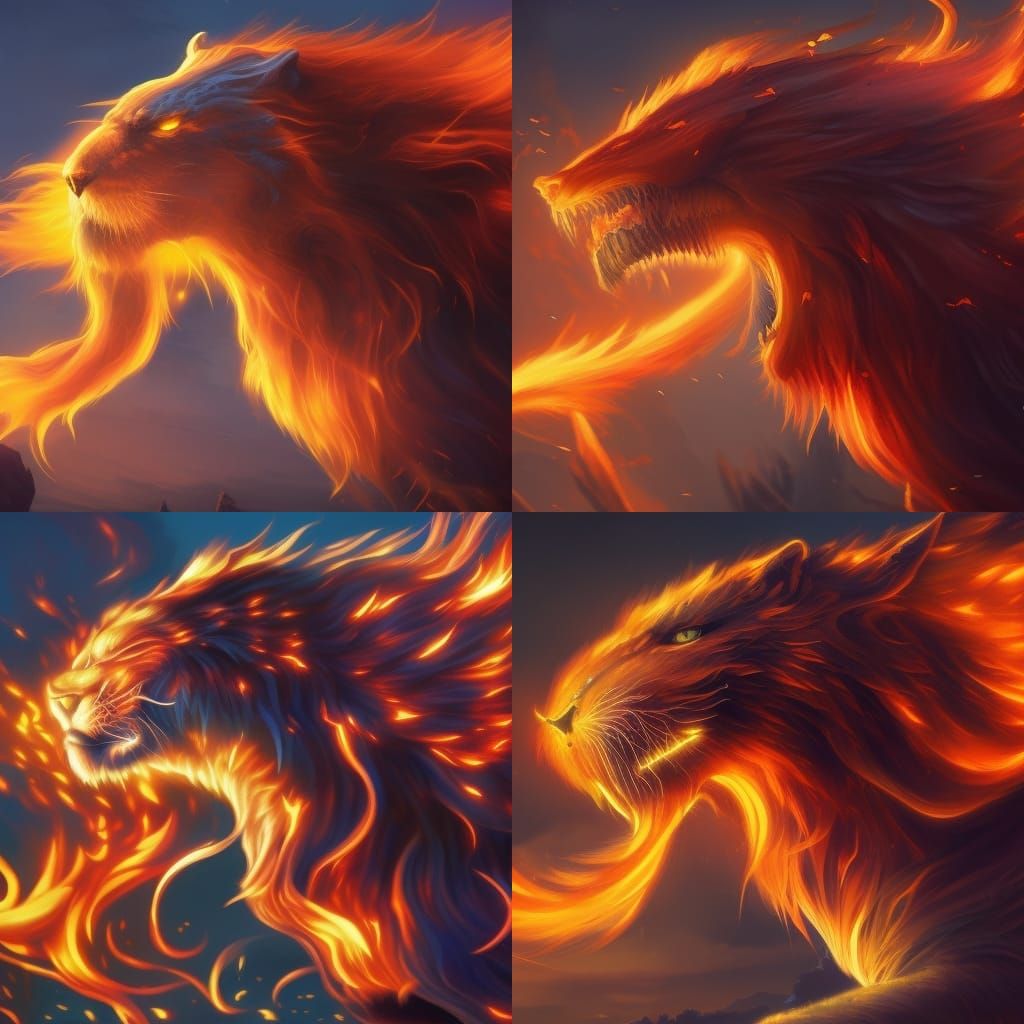 Fiery Lion Digital Painting